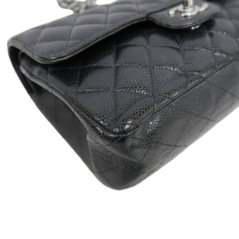 CHANEL Classic Flap Matelassé Shoulder Bag, Black Caviar Skin with Silver Hardware