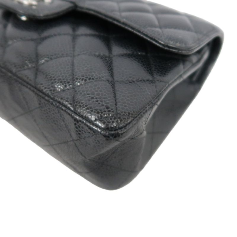 CHANEL Classic Flap Matelassé Shoulder Bag, Black Caviar Skin with Silver Hardware