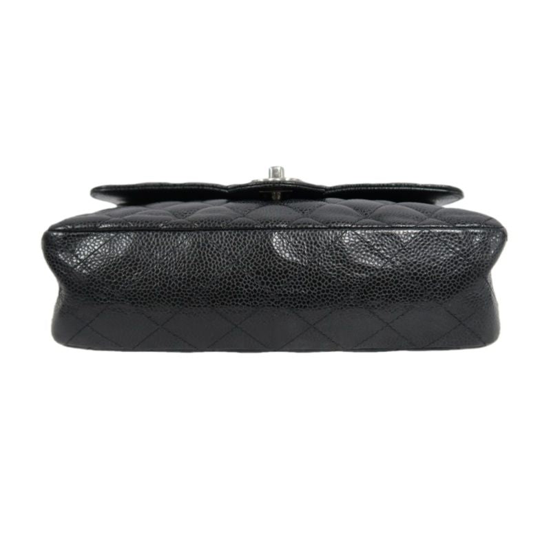 CHANEL Classic Flap Matelassé Shoulder Bag, Black Caviar Skin with Silver Hardware