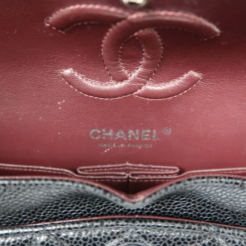 CHANEL Classic Flap Matelassé Shoulder Bag, Black Caviar Skin with Silver Hardware