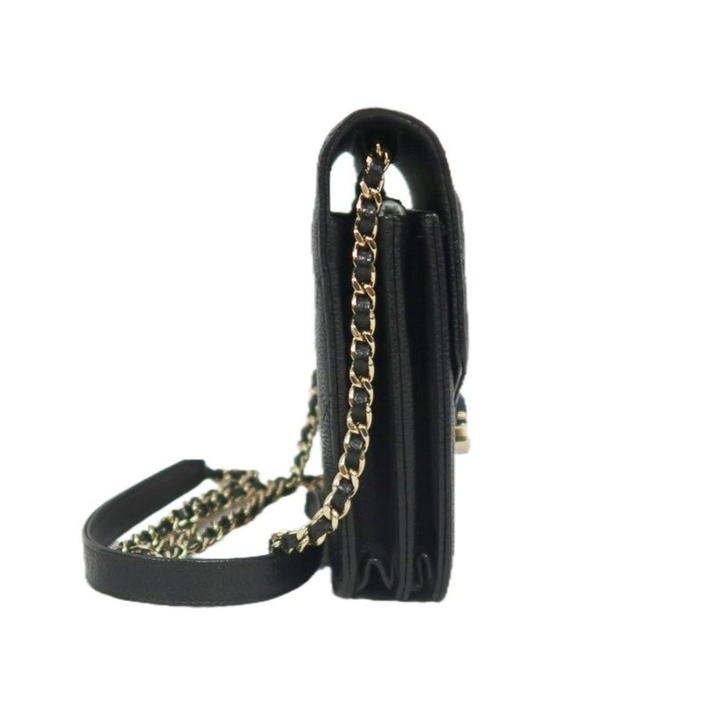 CHANEL Half Coco Flap Shoulder Bag, Caviar Leather, Black