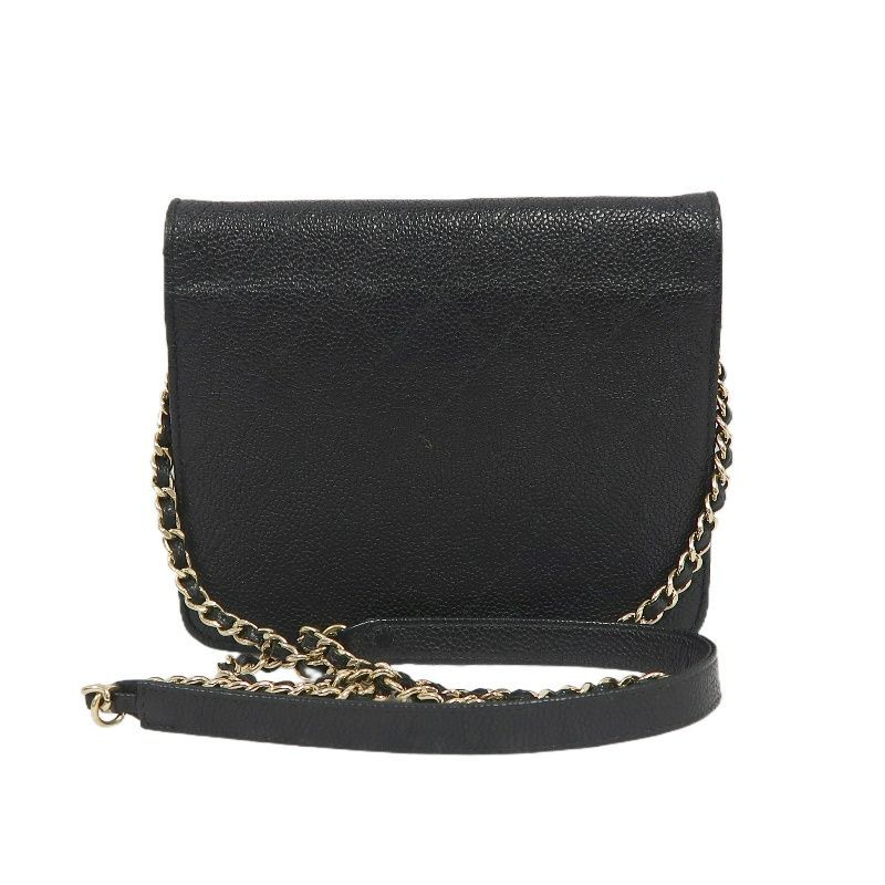 CHANEL Half Coco Flap Shoulder Bag, Caviar Leather, Black