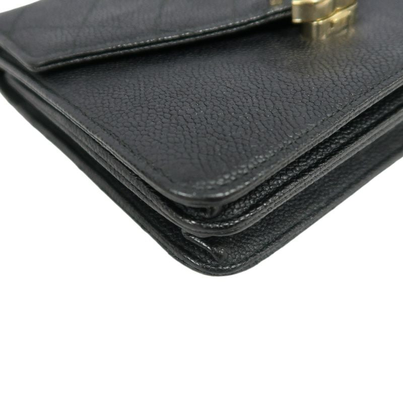 CHANEL Half Coco Flap Shoulder Bag, Caviar Leather, Black
