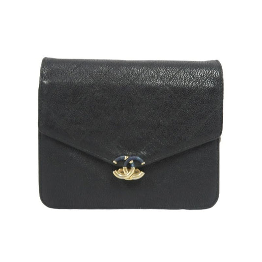 CHANEL Half Coco Flap Shoulder Bag, Caviar Leather, Black