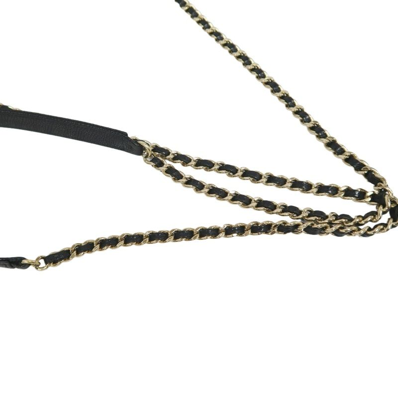 CHANEL Half Coco Flap Shoulder Bag, Caviar Leather, Black