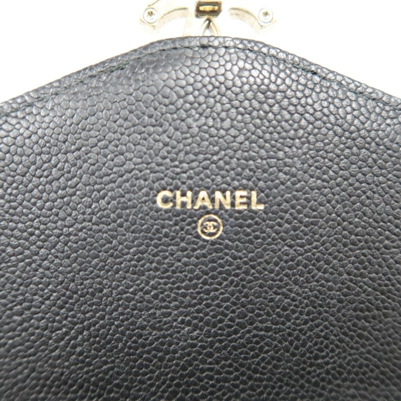 CHANEL Half Coco Flap Shoulder Bag, Caviar Leather, Black
