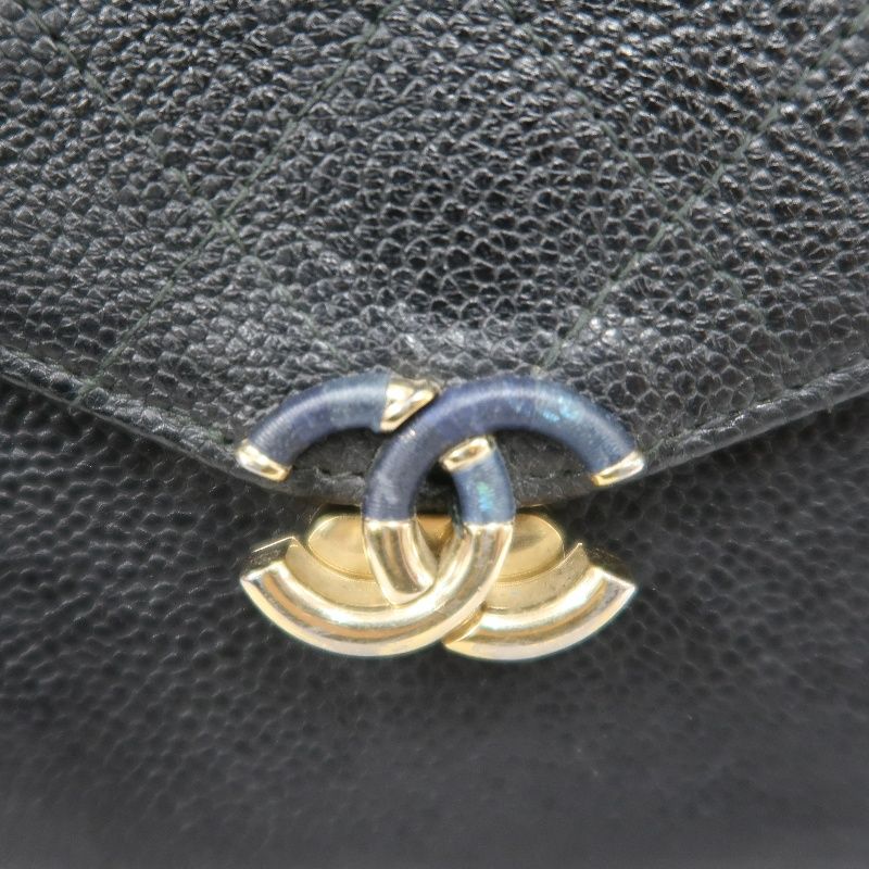 CHANEL Half Coco Flap Shoulder Bag, Caviar Leather, Black