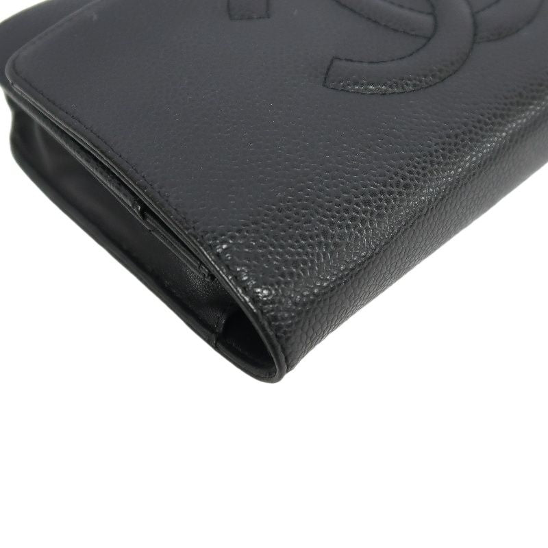 CHANEL Coco Mark Chain Wallet Shoulder Bag, Caviar Leather, Black, Authenticity Card Included