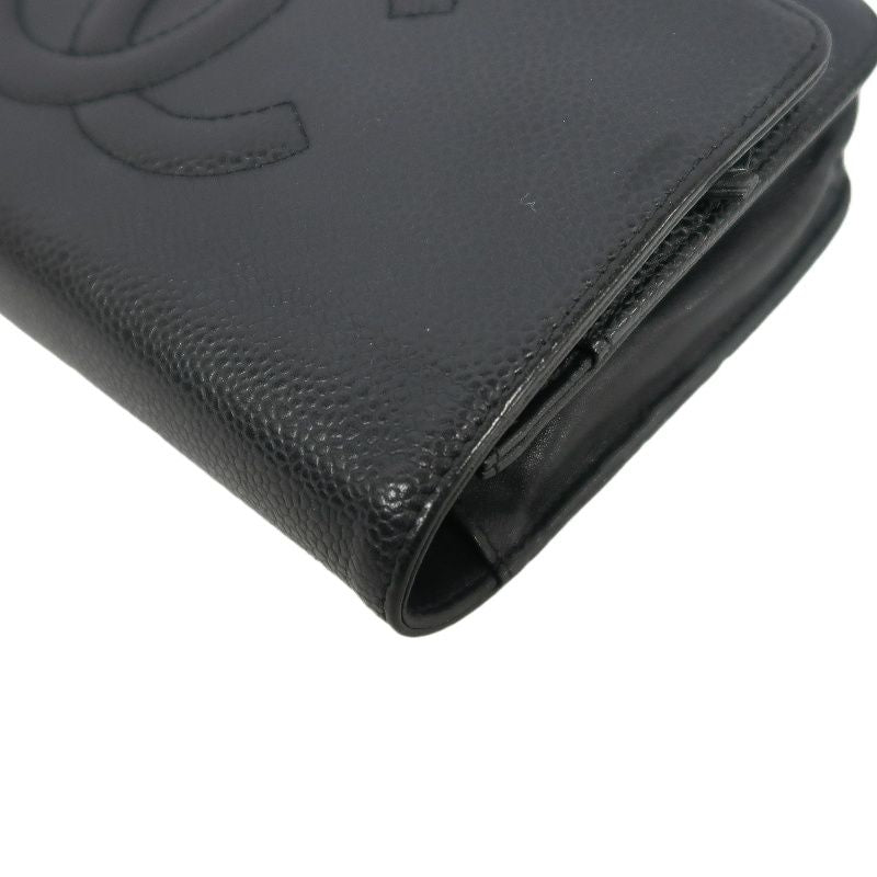 CHANEL Coco Mark Chain Wallet Shoulder Bag, Caviar Leather, Black, Authenticity Card Included