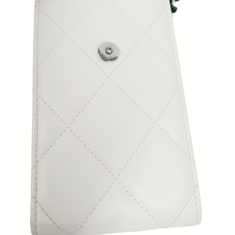 CHANEL 19 Matelassé Phone Shoulder Bag, Lambskin, White, Black Hardware, With Guarantee Card