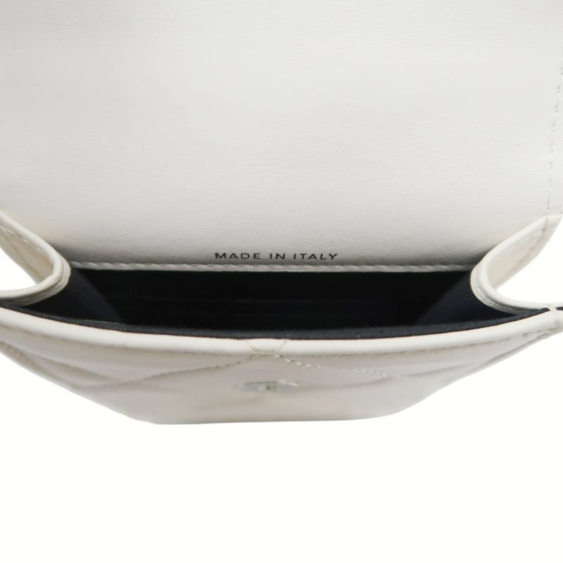 CHANEL 19 Matelassé Phone Shoulder Bag, Lambskin, White, Black Hardware, With Guarantee Card