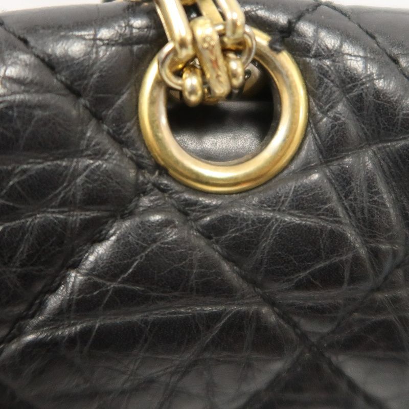 CHANEL 2.55 Matelassé Shoulder Bag, Calfskin, Black, Gold Hardware