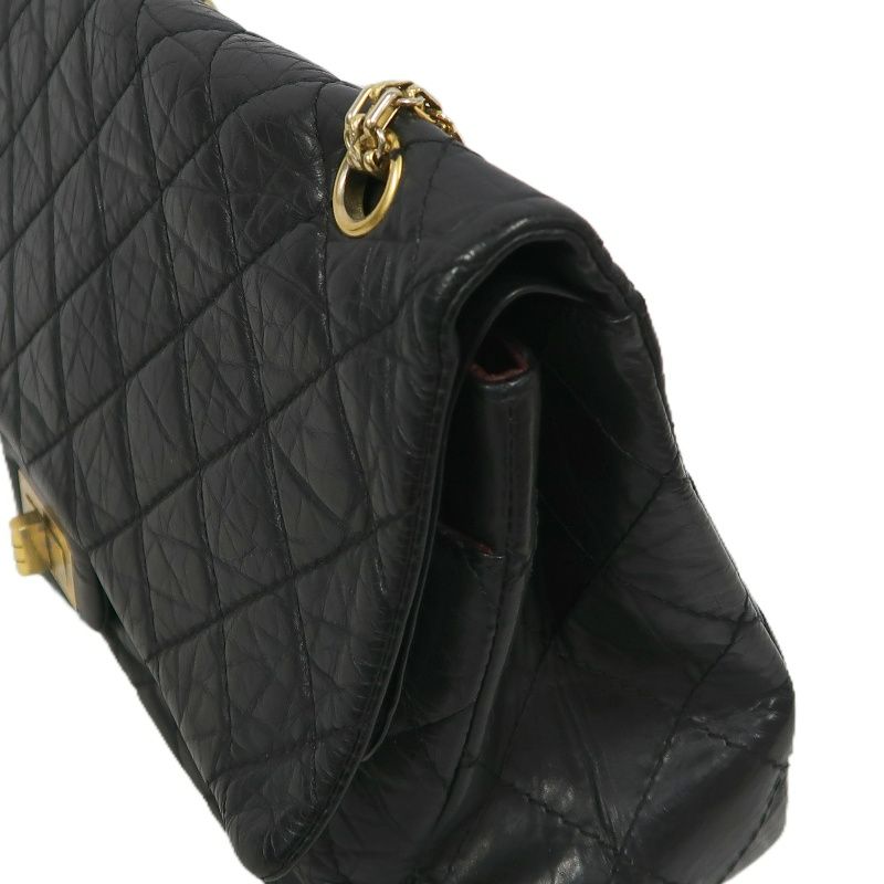 CHANEL 2.55 Matelassé Shoulder Bag, Calfskin, Black, Gold Hardware