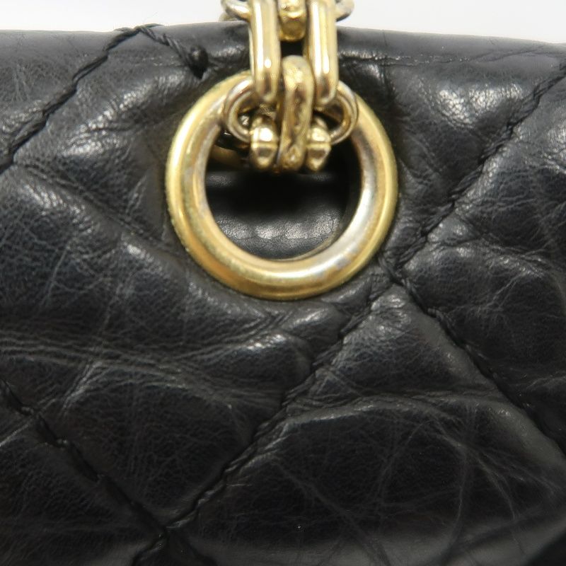 CHANEL 2.55 Matelassé Shoulder Bag, Calfskin, Black, Gold Hardware