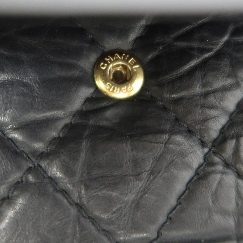CHANEL 2.55 Matelassé Shoulder Bag, Calfskin, Black, Gold Hardware
