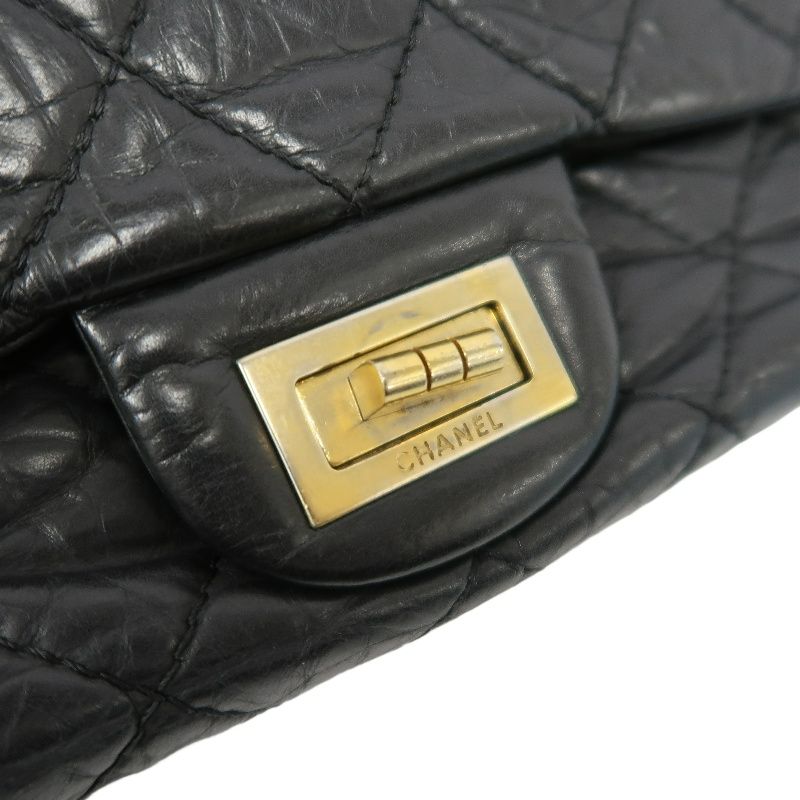 CHANEL 2.55 Matelassé Shoulder Bag, Calfskin, Black, Gold Hardware