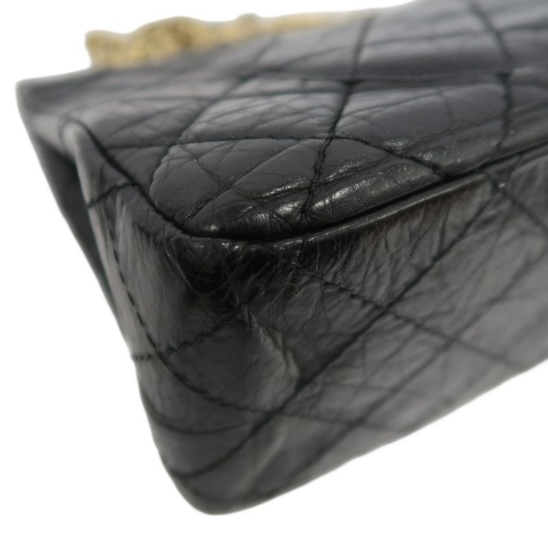 CHANEL 2.55 Matelassé Shoulder Bag, Calfskin, Black, Gold Hardware