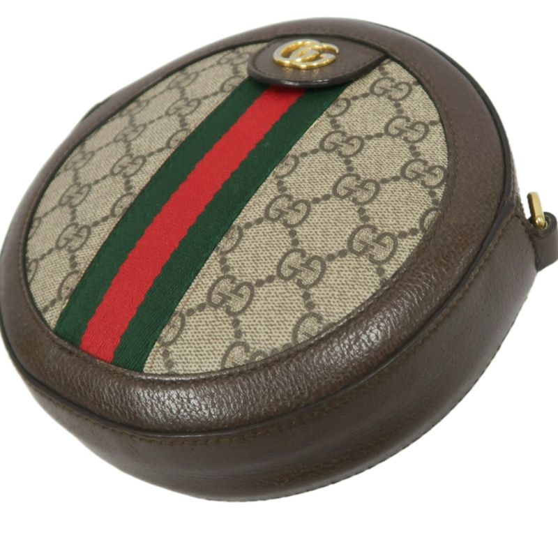 GUCCI Ophidia GG Mini Round Shoulder Bag, Brown, Coated Canvas