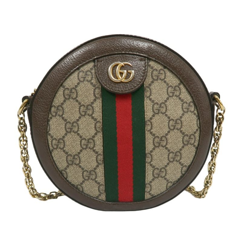 GUCCI Ophidia GG Mini Round Shoulder Bag, Brown, Coated Canvas