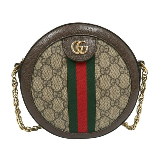 GUCCI Ophidia GG Mini Round Shoulder Bag, Brown, Coated Canvas