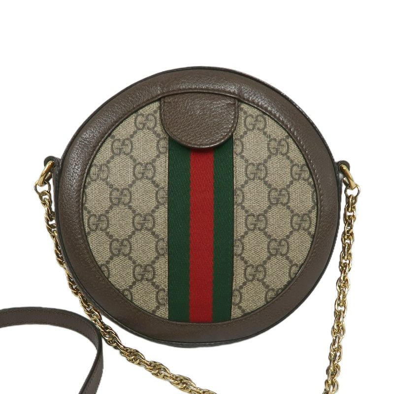 GUCCI Ophidia GG Mini Round Shoulder Bag, Brown, Coated Canvas