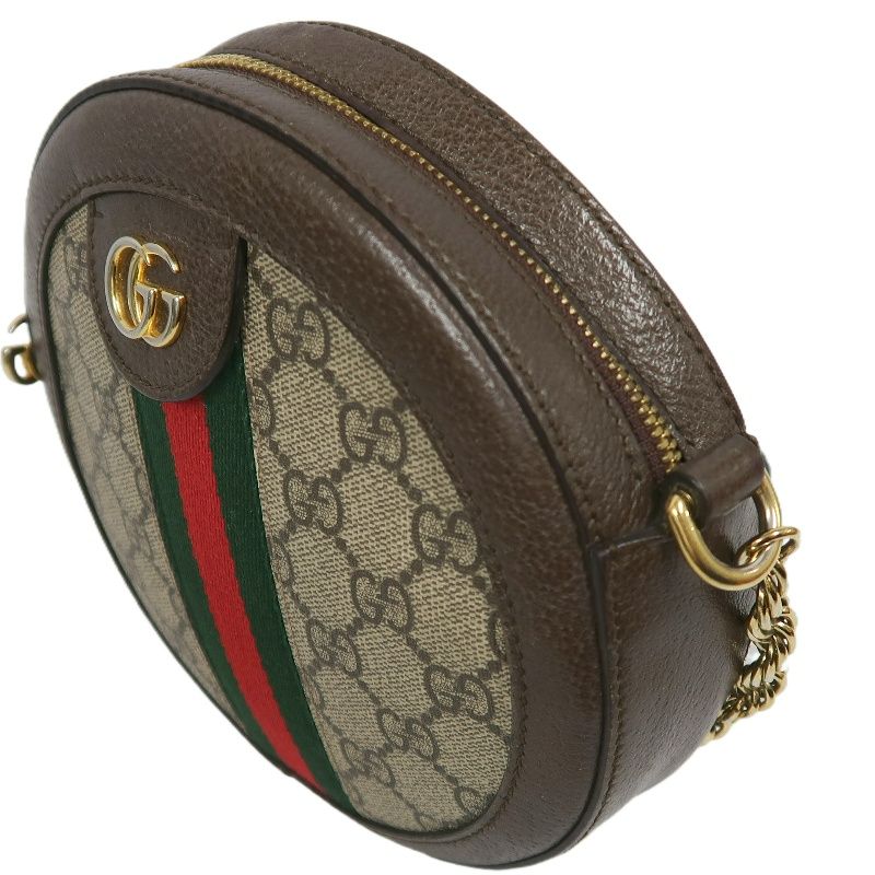 GUCCI Ophidia GG Mini Round Shoulder Bag, Brown, Coated Canvas