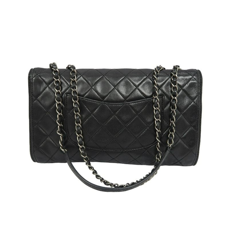 CHANEL Classic Flap Matelassé Shoulder Bag, Lambskin, Black, Silver Hardware