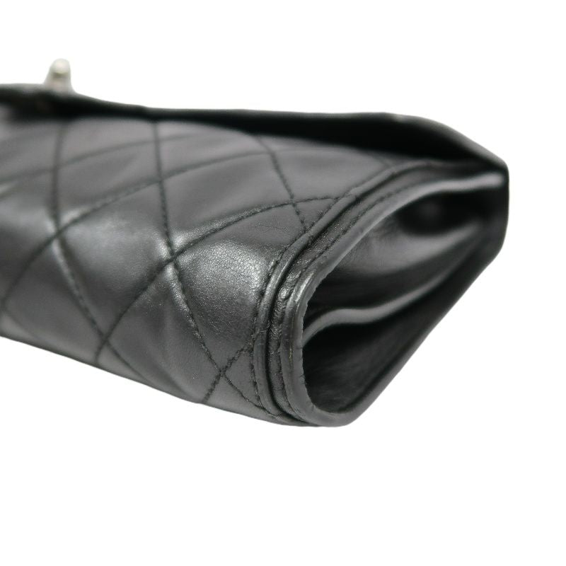 CHANEL Classic Flap Matelassé Shoulder Bag, Lambskin, Black, Silver Hardware