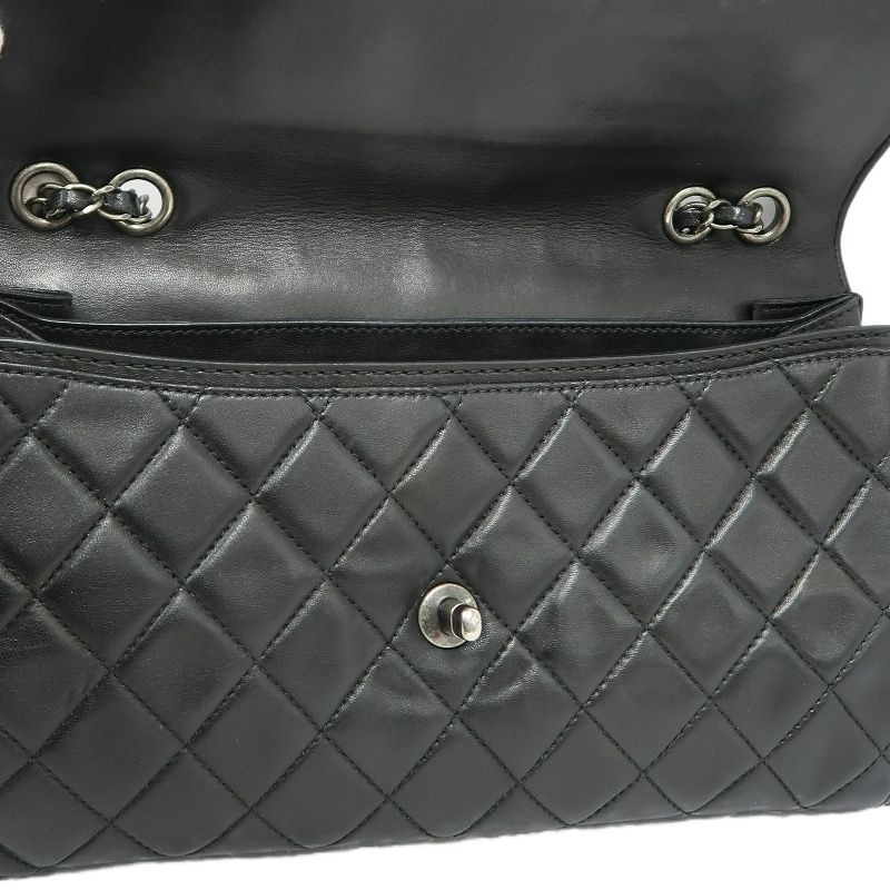 CHANEL Classic Flap Matelassé Shoulder Bag, Lambskin, Black, Silver Hardware