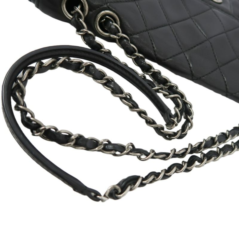 CHANEL Classic Flap Matelassé Shoulder Bag, Lambskin, Black, Silver Hardware