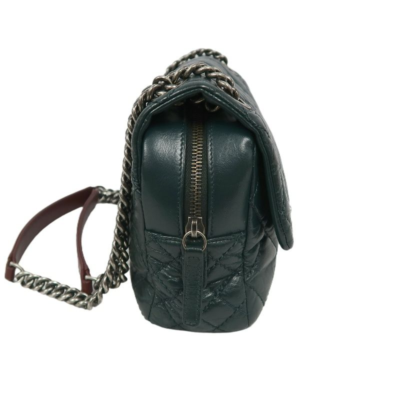 CHANEL Classic Flap Matelassé Shoulder Bag, Calfskin, Green, Silver Hardware