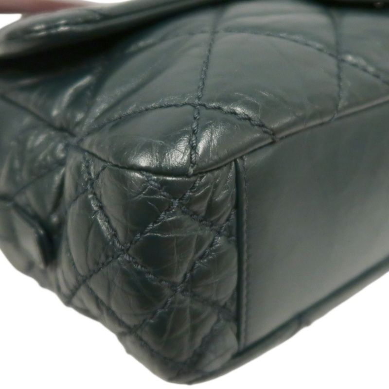 CHANEL Classic Flap Matelassé Shoulder Bag, Calfskin, Green, Silver Hardware