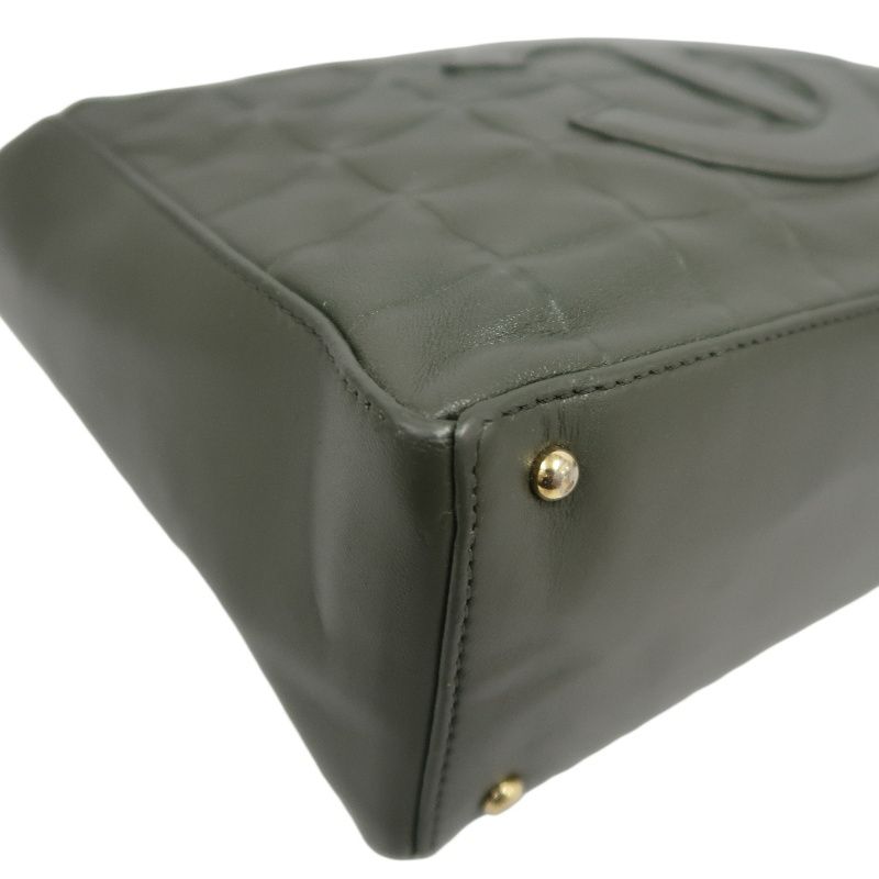 CHANEL Chocolate Bar Handbag, Lambskin, Green, Guarantee Card Included