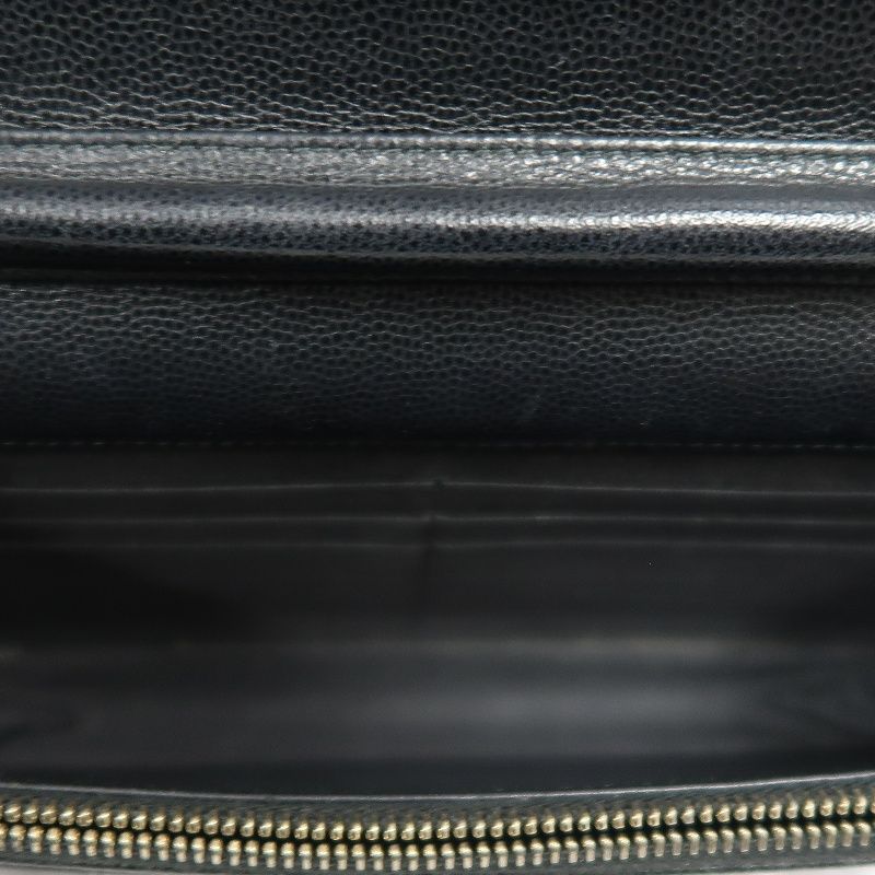 CHANEL Matelassé Chain Wallet Flap Crossbody Bag, Caviar Skin, Black, Gold Hardware, With Guarantee Card