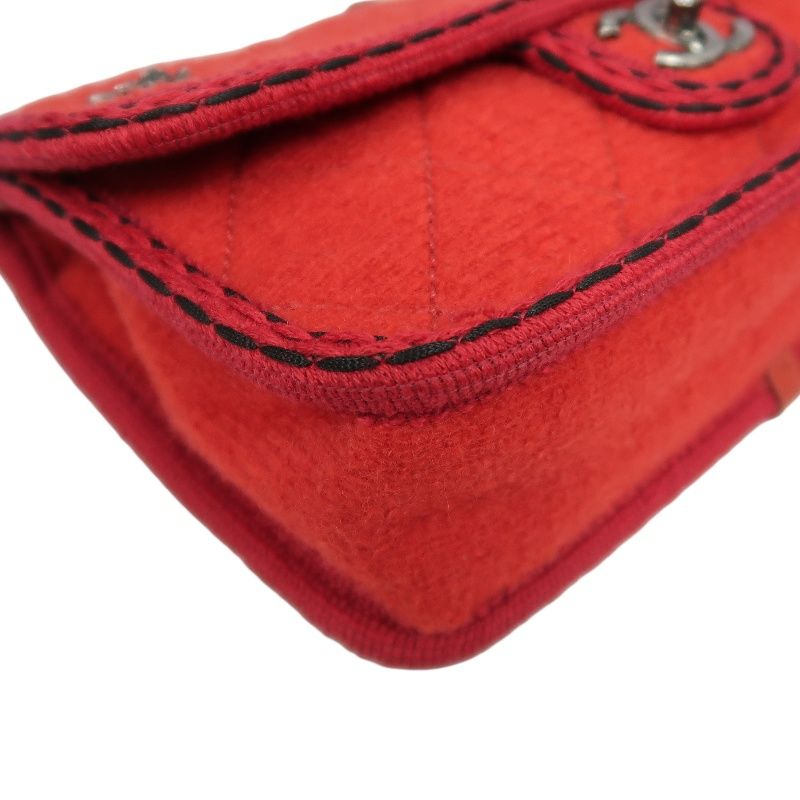 CHANEL Classic Flap Matelassé Crossbody Bag, Cotton, Red, Silver Hardware