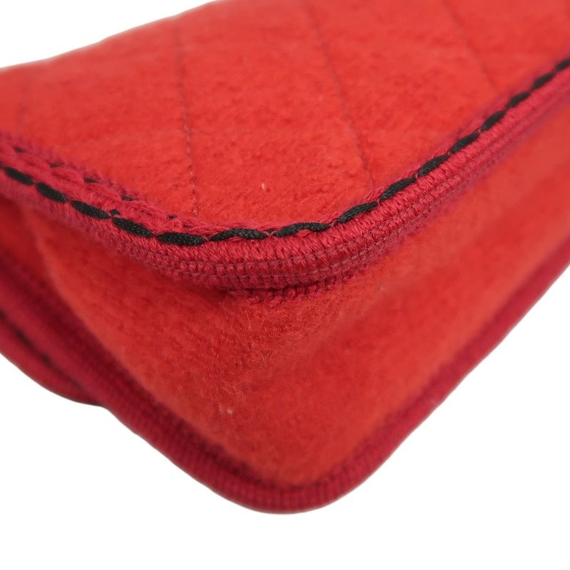 CHANEL Classic Flap Matelassé Crossbody Bag, Cotton, Red, Silver Hardware