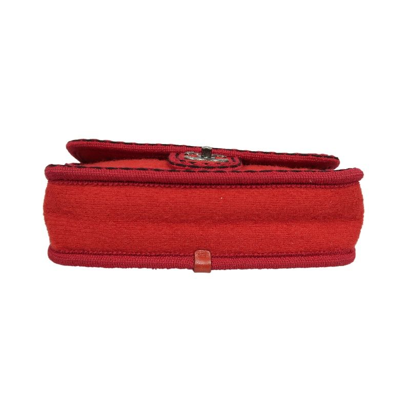 CHANEL Classic Flap Matelassé Crossbody Bag, Cotton, Red, Silver Hardware