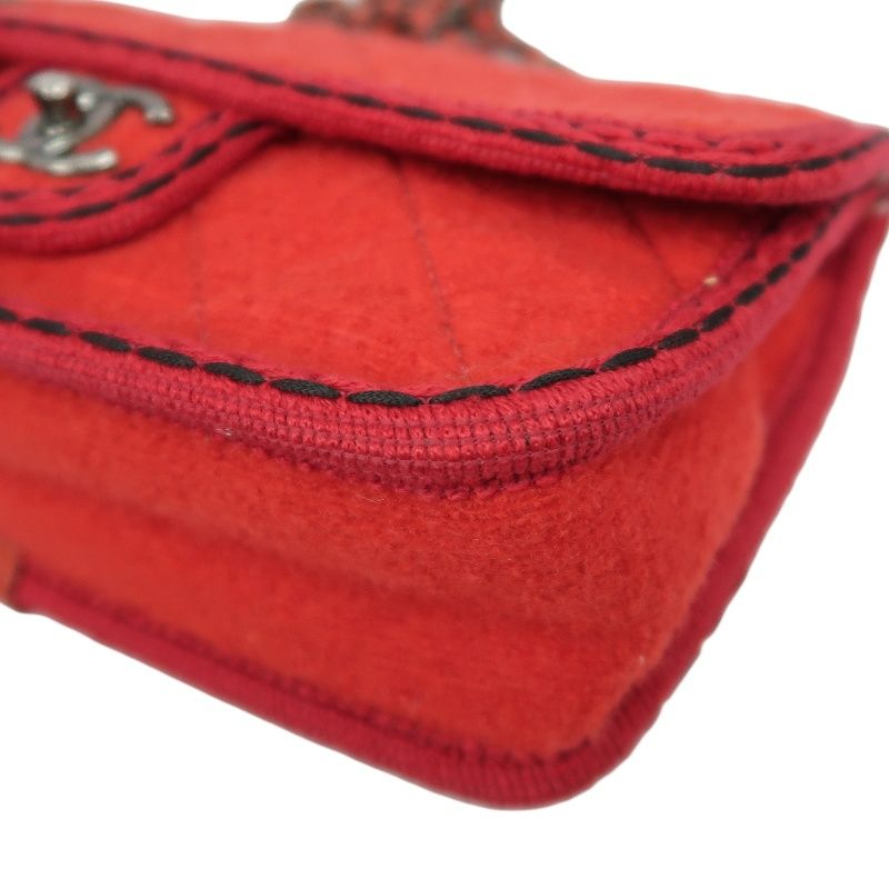 CHANEL Classic Flap Matelassé Crossbody Bag, Cotton, Red, Silver Hardware