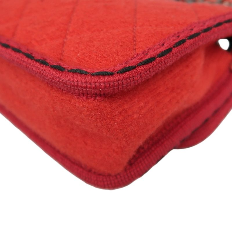 CHANEL Classic Flap Matelassé Crossbody Bag, Cotton, Red, Silver Hardware