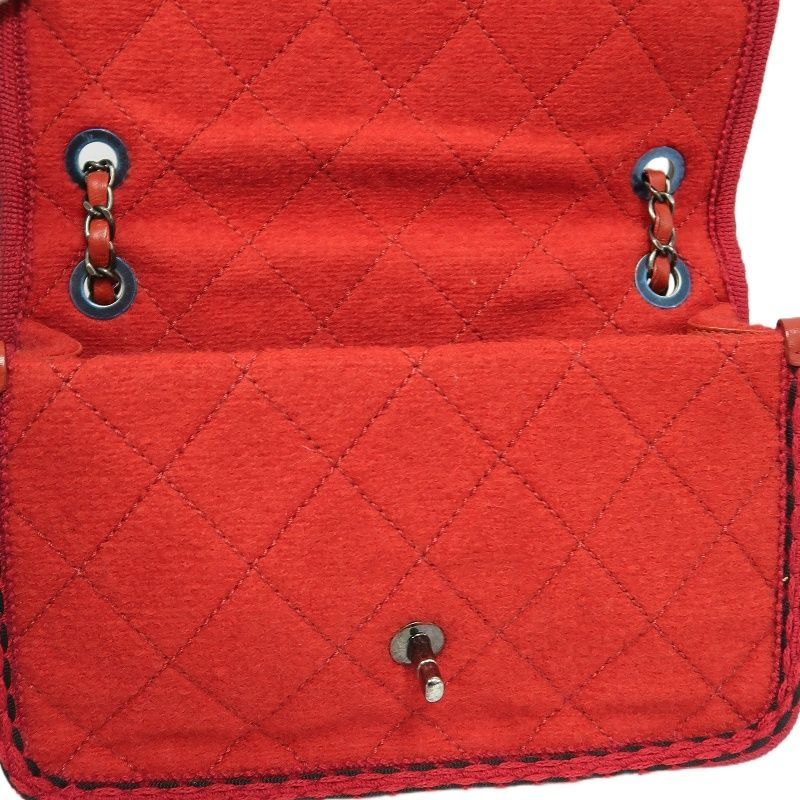 CHANEL Classic Flap Matelassé Crossbody Bag, Cotton, Red, Silver Hardware