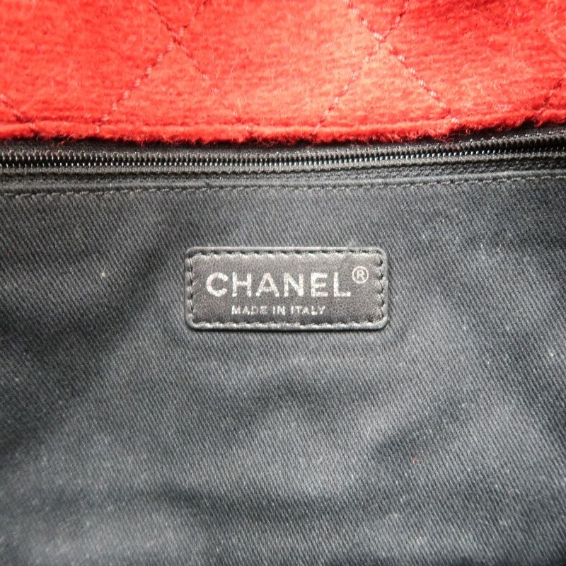 CHANEL Classic Flap Matelassé Crossbody Bag, Cotton, Red, Silver Hardware