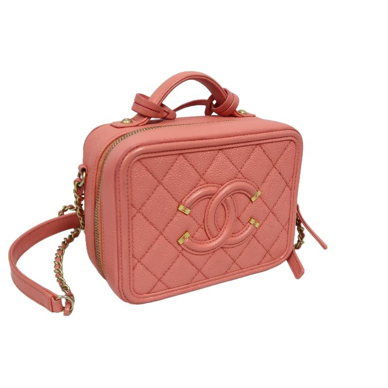 Chanel Filigree Coco Mark Shoulder Bag, Caviar Leather, Pink (With Key, Cadena, Cloche, Guarantee Card)