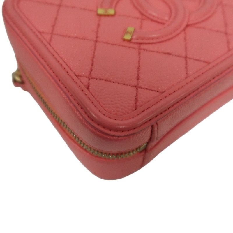 Chanel Filigree Coco Mark Shoulder Bag, Caviar Leather, Pink (With Key, Cadena, Cloche, Guarantee Card)