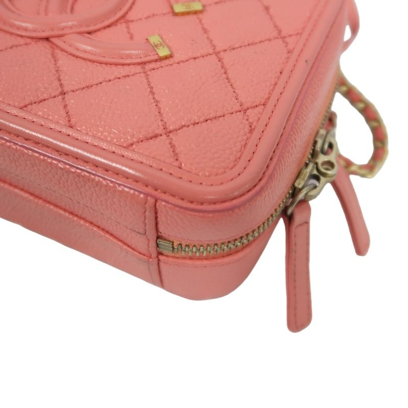 Chanel Filigree Coco Mark Shoulder Bag, Caviar Leather, Pink (With Key, Cadena, Cloche, Guarantee Card)