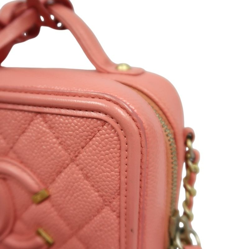 Chanel Filigree Coco Mark Shoulder Bag, Caviar Leather, Pink (With Key, Cadena, Cloche, Guarantee Card)