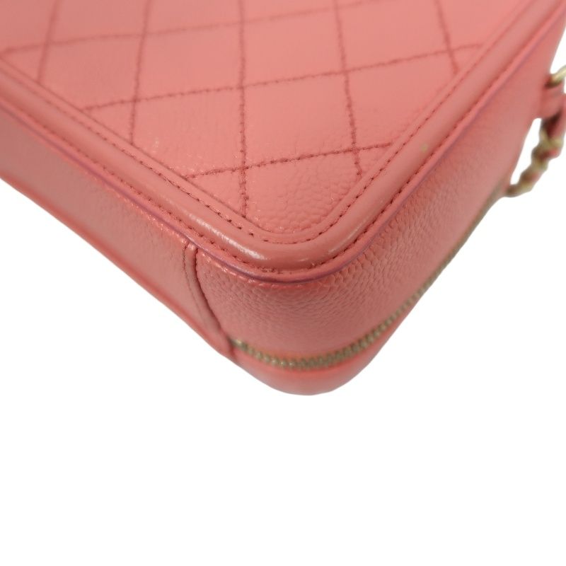 Chanel Filigree Coco Mark Shoulder Bag, Caviar Leather, Pink (With Key, Cadena, Cloche, Guarantee Card)