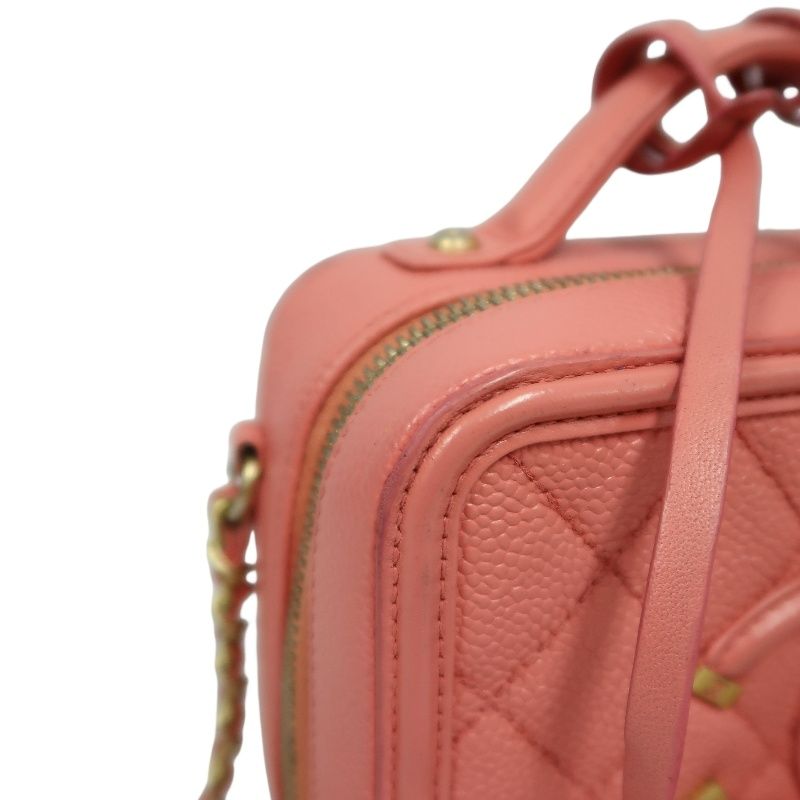 Chanel Filigree Coco Mark Shoulder Bag, Caviar Leather, Pink (With Key, Cadena, Cloche, Guarantee Card)