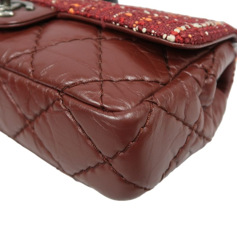 Chanel Classic Flap (CF) Shoulder Bag, Burgundy Tweed & Sheepskin Patchwork, Silver Hardware