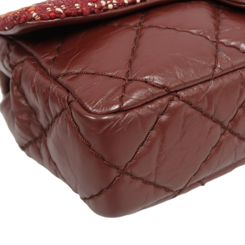 Chanel Classic Flap (CF) Shoulder Bag, Burgundy Tweed & Sheepskin Patchwork, Silver Hardware
