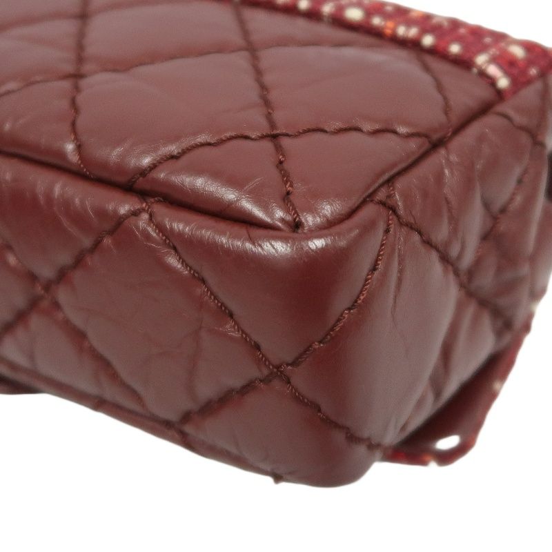 Chanel Classic Flap (CF) Shoulder Bag, Burgundy Tweed & Sheepskin Patchwork, Silver Hardware